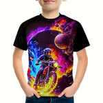 🏍️ 3D Motorrad Kinder T-Shirt – Cooles Sommer Kurzarm Shirt für Jungen