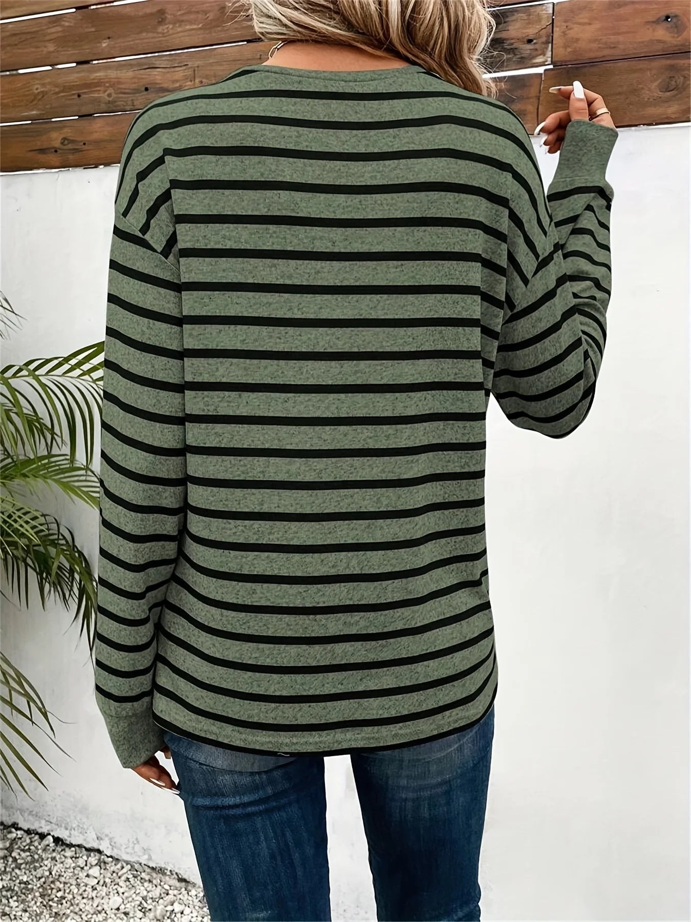 🌼Gestreiftes Damen Langarmshirt – Rundhals • Weich & Lässig für Frühling & Herbst