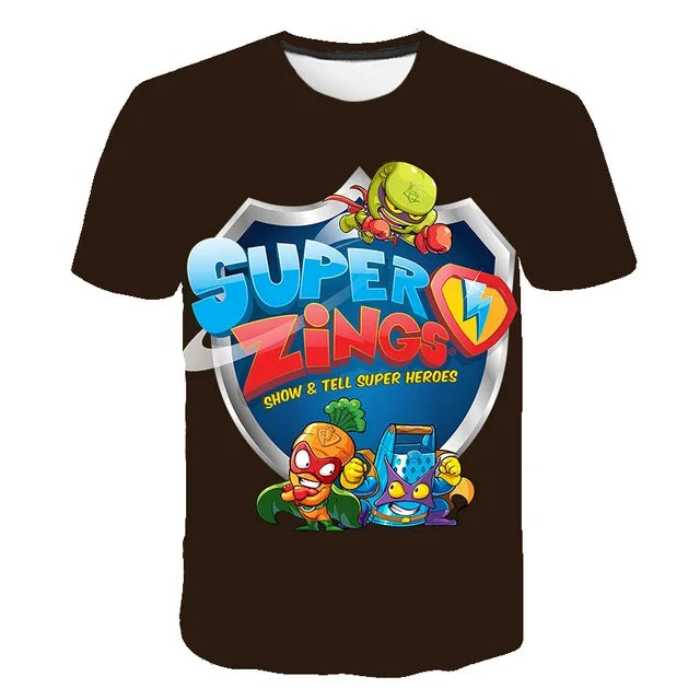 🦸‍♂️ SuperZings Kinder T-Shirt – Buntes Anime & Spiel Streetwear Shirt für Jungen & Mädchen
