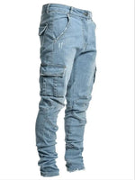 👖 Herren Cargo Jeans – Mittlere Taille, Multi-Taschen, Plus Size & Casual Street Style