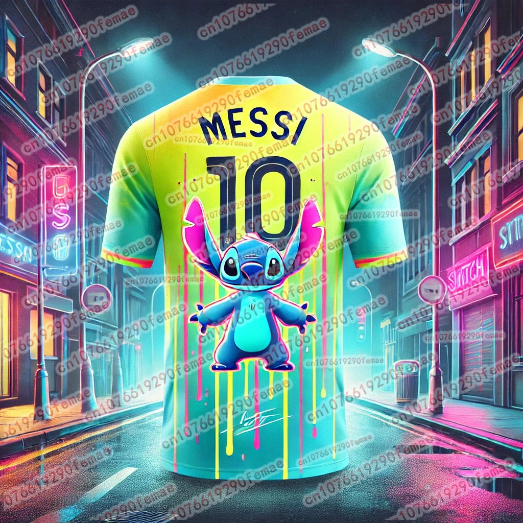 ⚽ Stitch & Messi Kinder/Erwachsenen T-Shirt – Schnelltrocknendes Sport Shirt für alle