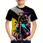 🏍️ 3D Motorrad Kinder T-Shirt – Cooles Sommer Kurzarm Shirt für Jungen